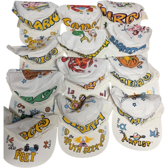 H. Kang Other - LOT OF 12 Zodiac Sign Painters Graffiti Hat Cap NOS Astrology Inspector 1990s